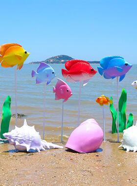 玻璃钢海洋动物景观装饰品仿真贝壳海螺造景道具摆件小鱼珊瑚雕塑