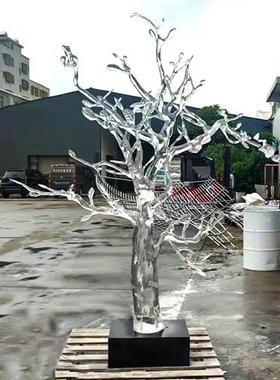 酒店会所大堂抽象透明树挂饰树脂雕塑迎客松摆件别墅售楼处装饰品