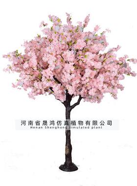仿真樱花树定制大树假树玻璃钢桃花树玫瑰花树实木定做三角梅树