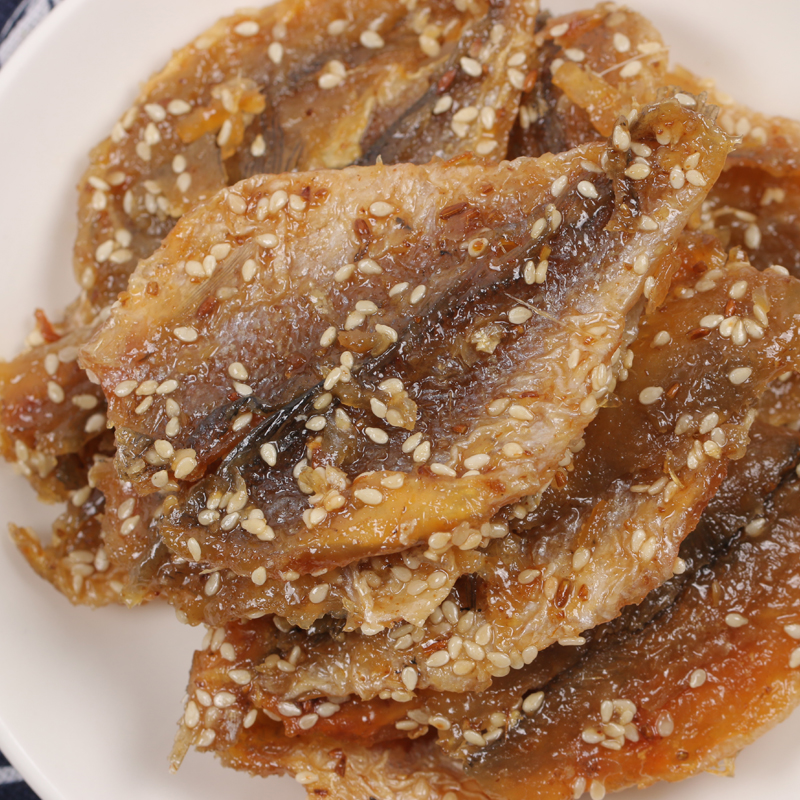 小黄鱼干芝麻蜜汁黄花鱼500g休闲烤鱼片即食海鲜零食小吃非黄鱼酥