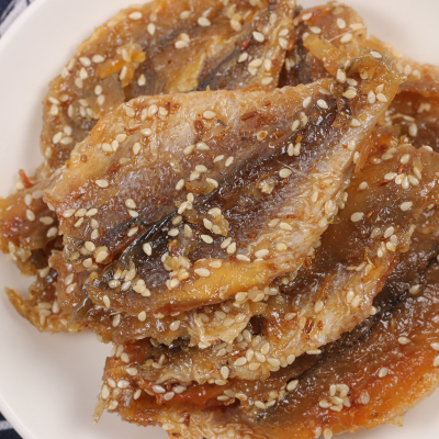 小黄鱼干芝麻蜜汁黄花鱼500g休闲烤鱼片即食海鲜零食小吃非黄鱼酥