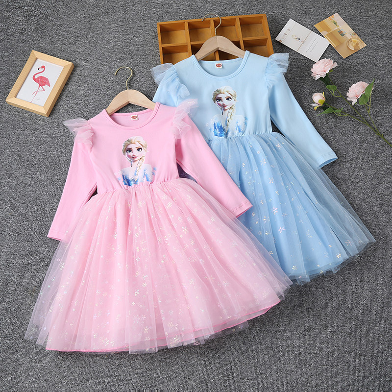 纯棉女童春装连衣裙新款中小童长袖爱莎公主裙儿童春秋款网纱裙子,童装/婴儿装/亲子装,连衣裙,淘宝优惠券,粉丝福利购,淘宝优惠卷