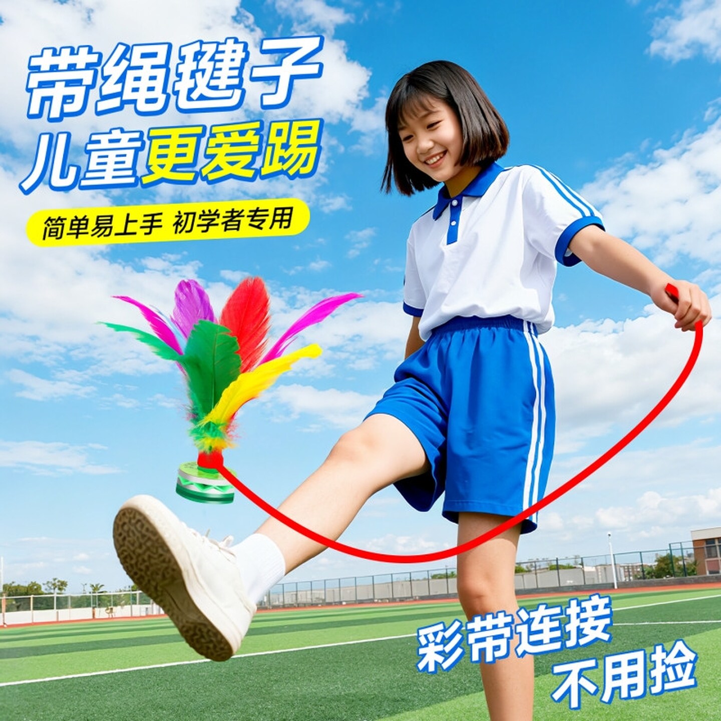 毽子儿童小学生幼儿园带绳键子一年级初学者运动专用耐踢羽毛腱子