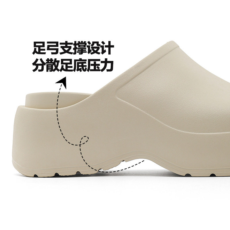 厨师鞋女士夏季厚底防滑耐磨凉鞋 EVA外穿透气不臭脚高级感包头拖