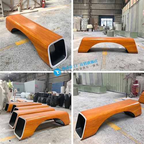 玻璃钢休闲椅商场座椅户外长条坐凳公园仿木纹坐凳商业街凳子美陈
