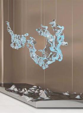 天花板顶部悬挂件装饰创意透明树脂浪花空中吊饰艺术雕塑抽象挂饰