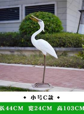 仿真白鹭雕塑户外装饰动物摆件园林水池景观玻璃钢仙鹤白鹤鸟模型