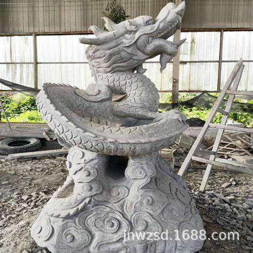 景区石雕大龙头制作山东石刻青龙雕塑报价户外景观石头龙样式图