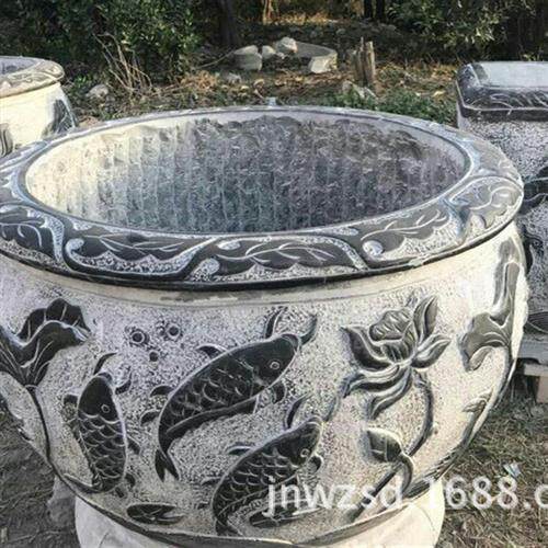 古代老石雕鱼缸图片大全山东制作仿古石质鱼缸价钱