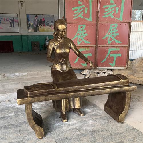 仿铜玻璃钢人物雕塑铸铜音乐主题人弹古筝美女弹琵琶锻铜景观雕塑