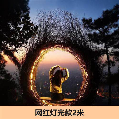 巴厘岛心形鸟巢灯景区网红打卡景观婚纱拍摄道具户外定制秋千吊椅
