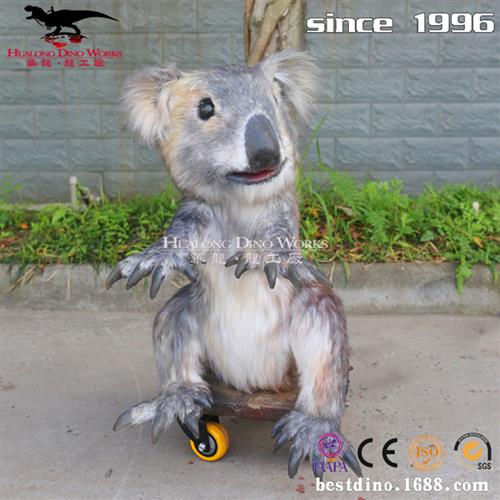 可爱仿真机械电动动物粘毛考拉仿真动物模型制作可动可发声.