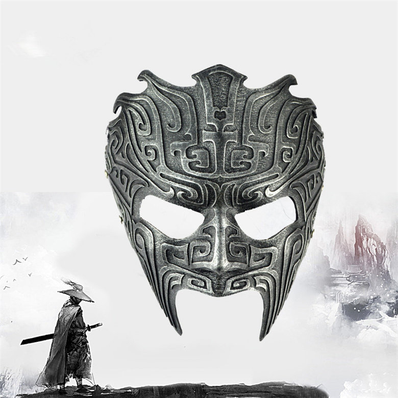 万圣节古风汉服半脸面具化妆舞会树脂复古全脸男cos青云志2鬼先生