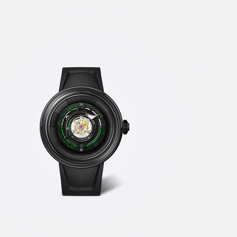 peacock孔雀手表黑洞中置陀飞轮机芯镂空机械表男表男款腕表新款