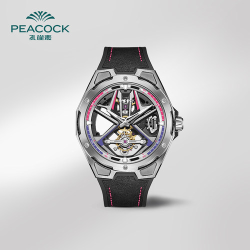 孔雀陀飞轮镂空机械男表