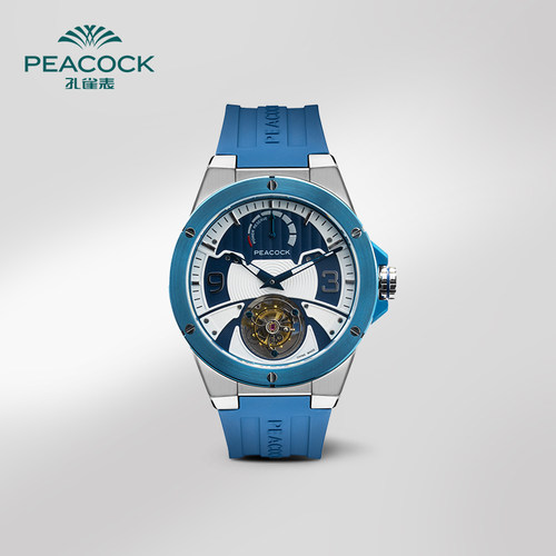 蓝色陀飞轮精钢表壳钢机械表