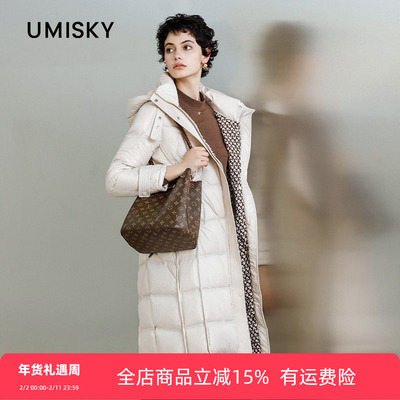 umisky优美世界专柜同款冬季简约连帽保暖厚款鹅绒羽绒服SK4Y3807