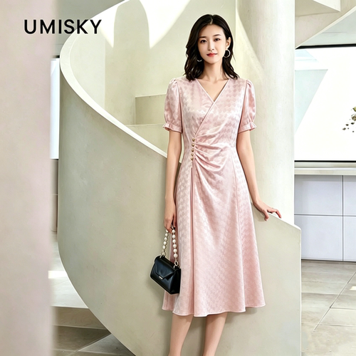 umisky优美世界（金标）专柜同款夏季时尚简约a字连衣裙SM1D1501