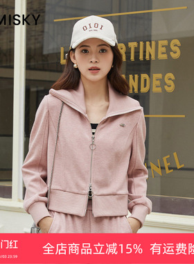 优美世界旗下芬岸女装冬季翻领显瘦气质针织夹克短款外套XK4C6002