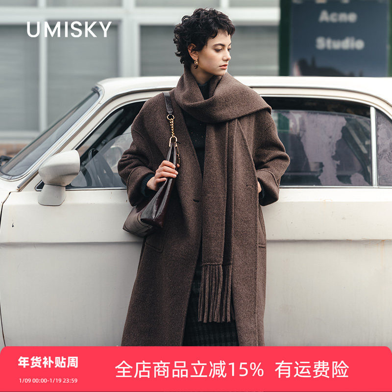 umisky优美世界专柜同款冬季气质优雅中长大衣毛呢外套SK4E2805,女装/女士精品,毛呢外套,淘宝优惠券,粉丝福利购,淘宝优惠卷