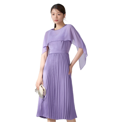 优美世界a字百褶连衣裙