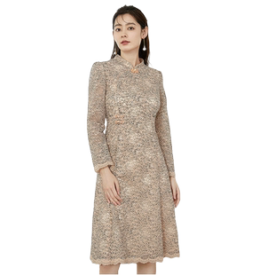 清仓 umisky优美世界女装气质改良旗袍蕾丝礼服连衣裙SI3L1002