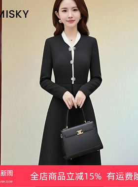 优美世界旗下女装冬季气质收腰连衣裙LM4D2023