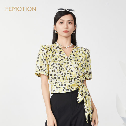 芬岸女装短袖时尚印花上衣