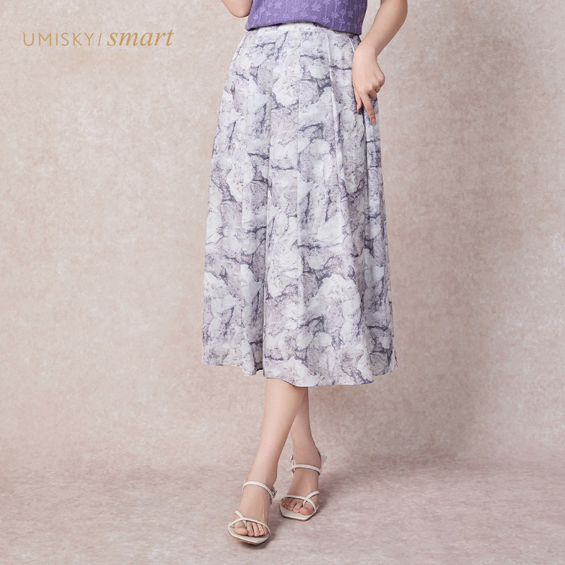 优美世界a字印花半身裙