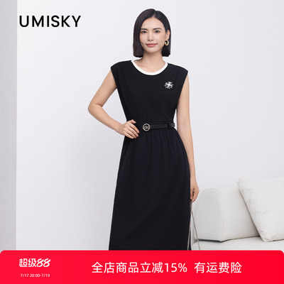 umisky优美世界专柜同款优雅淑女显瘦无袖连衣裙SM2D1010