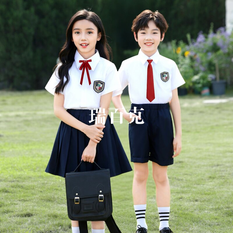 小学生夏季班服英伦衬衫套装