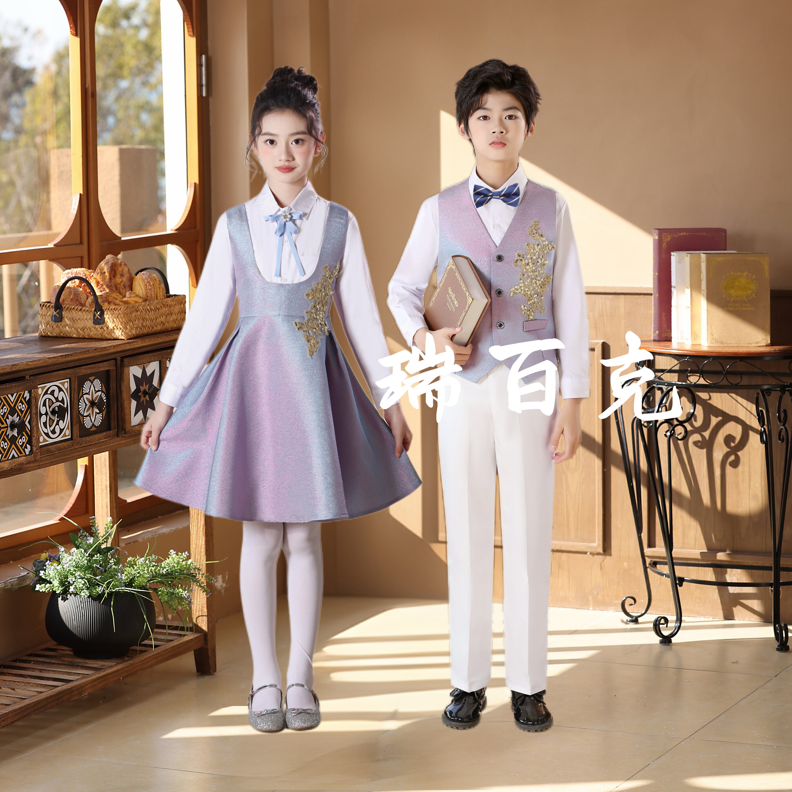 儿童合唱演出服小学生班服学院风