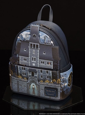 代购Loungefly星期三 Nevermore Academy Castle Light 迷你双肩