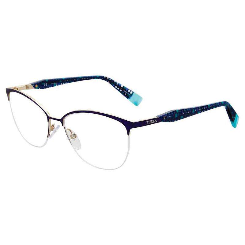 代购FURLA芙拉女士眼镜架金属猫眼形蓝色花纹细框日常佩戴通勤