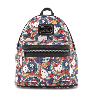 代购 Kitty凯蒂猫彩虹抽象卡通迷你双肩背 Loungefly三丽鸥Hello
