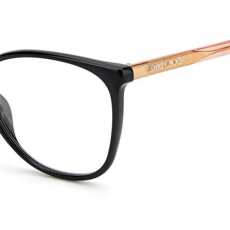 代购Jimmy Choo女士眼镜框椭圆全框黑色塑料日常佩戴通勤眼镜架