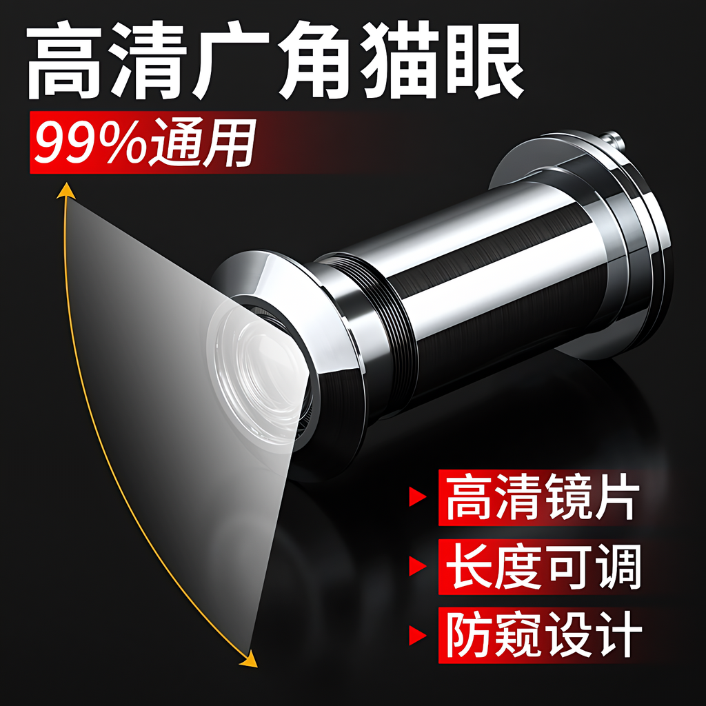 【德国进口】亮银色猫眼门镜