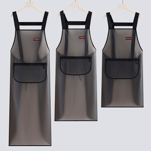 长款背带防水防油围裙TPU半透明男女同款水产上班时尚简约工作服