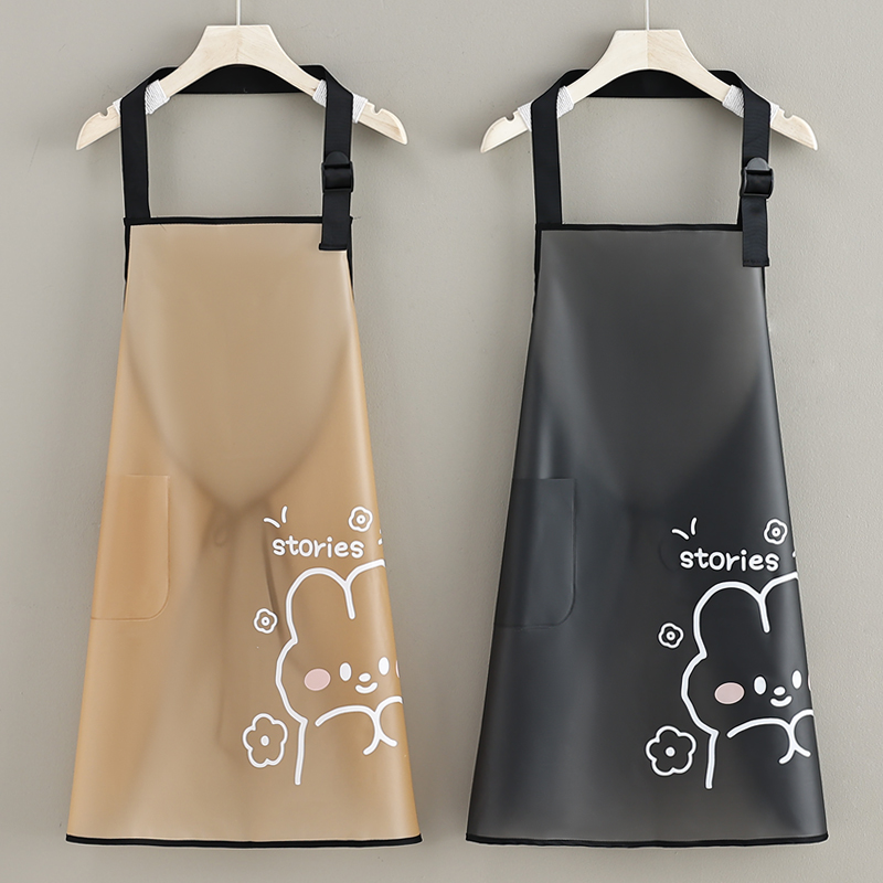 生活匠简约卡通围裙免洗半透明
