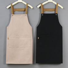 奶茶店围裙定制logo印字女时尚美甲帆布家用高端餐厅厨房工作服男