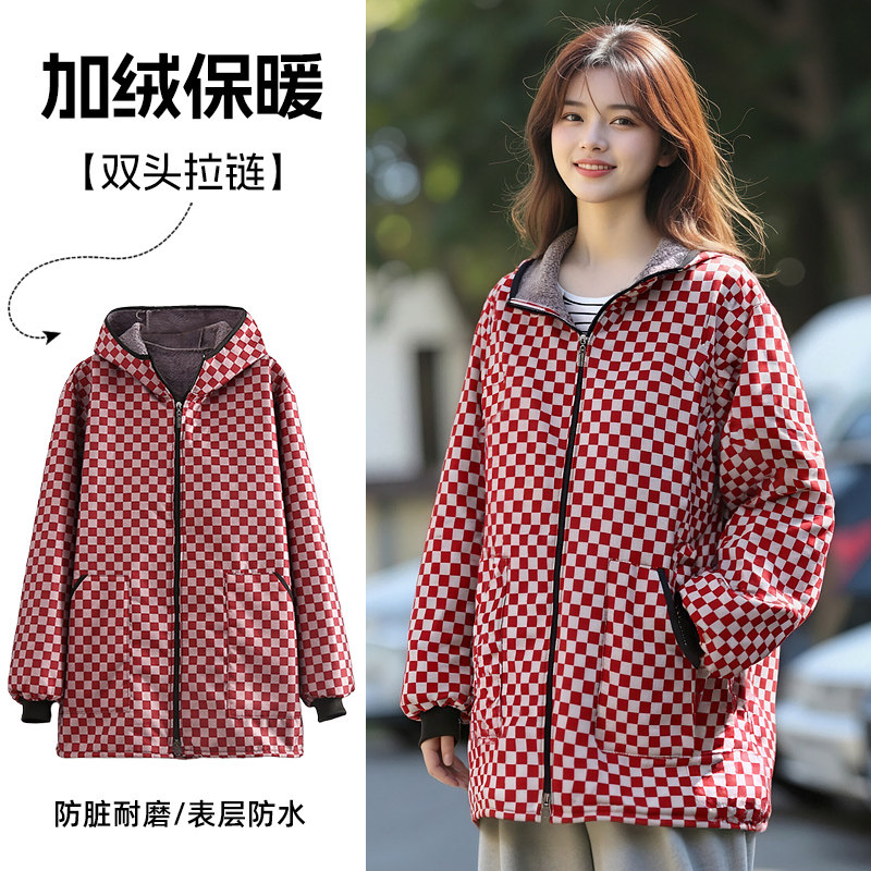 加绒短款长袖保暖耐寒罩衣秋冬款定制logo印字围裙可外穿式工作服,家庭/个人清洁工具,围裙,淘宝优惠券,粉丝福利购,淘宝优惠卷