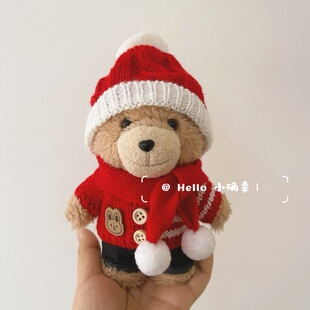 泡泡玛特Ted2泰迪熊娃衣玩偶公仔挂件衣服毛衣着替新年圣诞套装