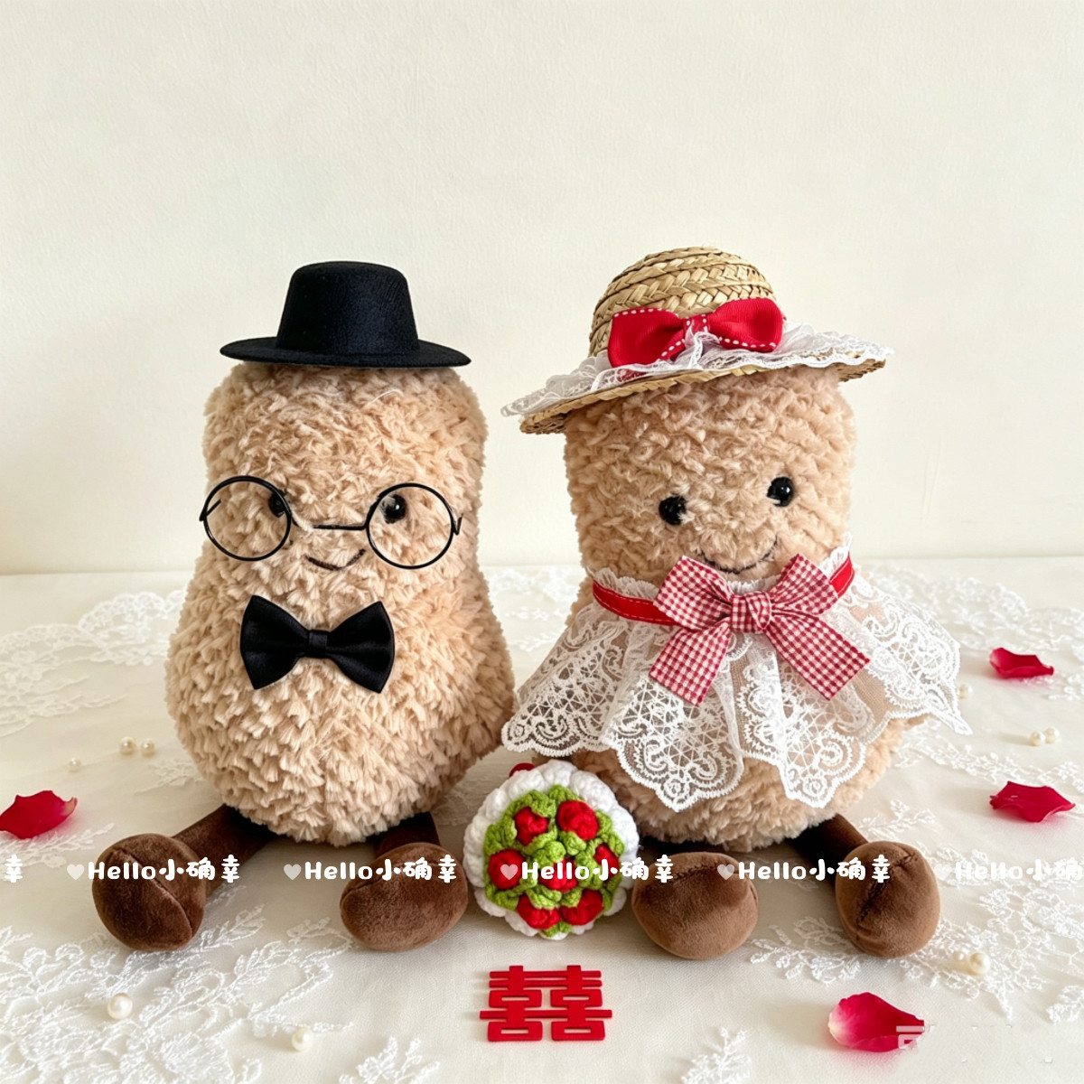 好事花生压床娃娃一对结婚婚纱礼服可爱花生婚房公仔订婚结婚礼物
