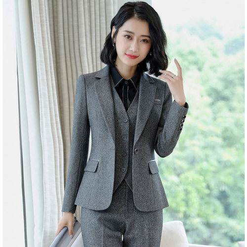 气质长袖免烫西装职场制服工作服