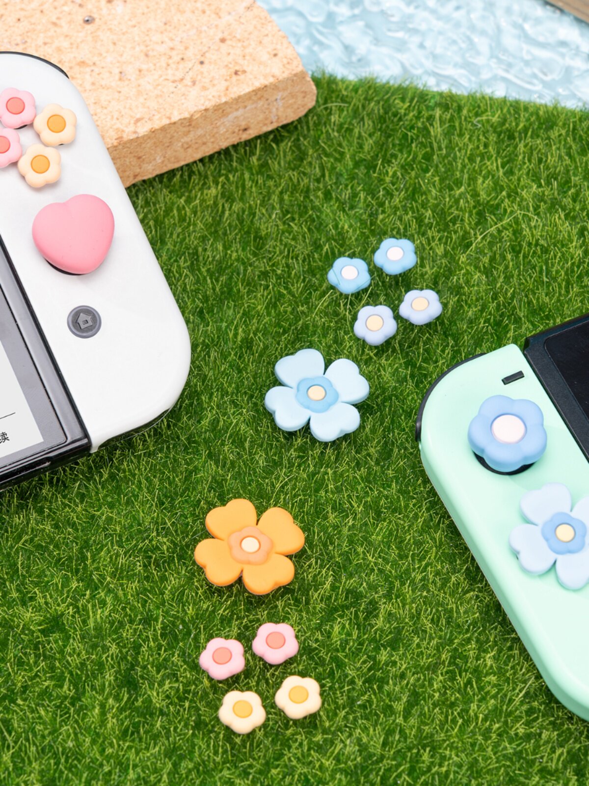 나는 정말로 닌텐도 스위치 사랑 꽃 로커 캡 키 캡 크로스 버튼 스티커 NS 실리콘 방향 키 스티커를 원합니다