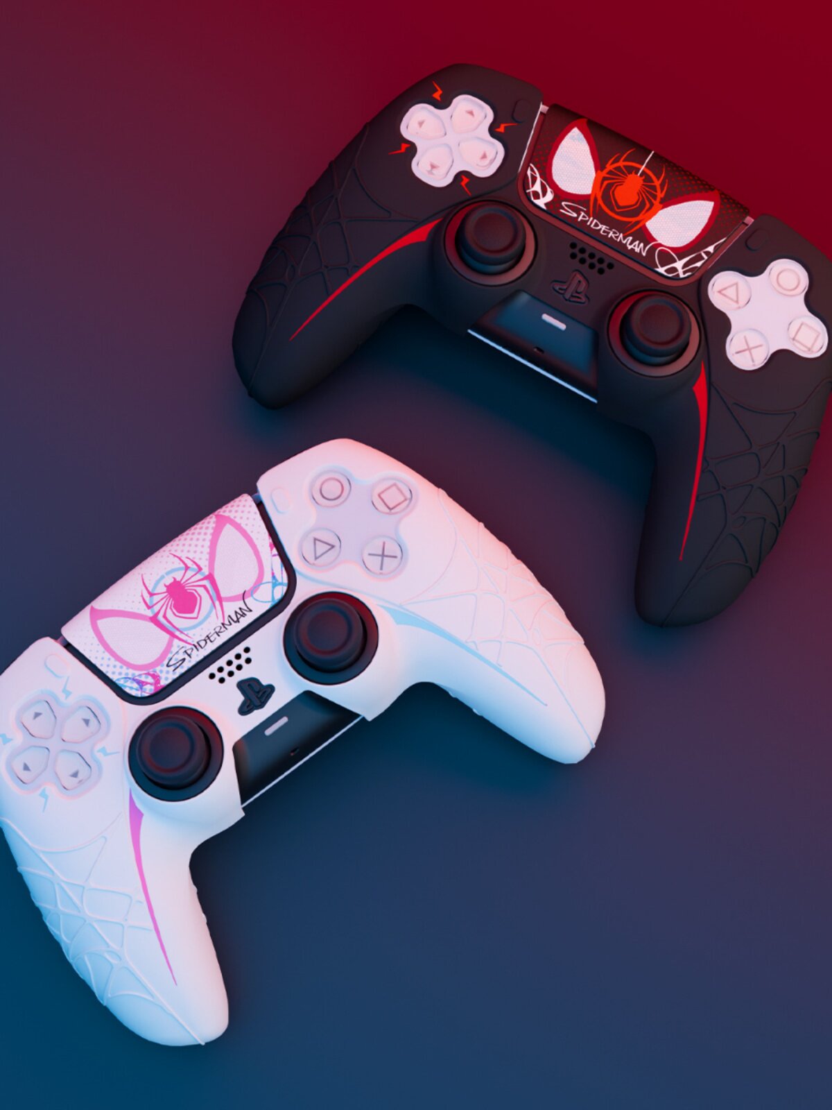 PS5 컨트롤러 보호 커버 스파이더 맨 실리콘 쉘 NATIONAL BANK PS5 게임 컨트롤러 모든 항목을 포함하는 낙하 방지 소프트 쉘에는 로커 캡이 함께 제공됩니다