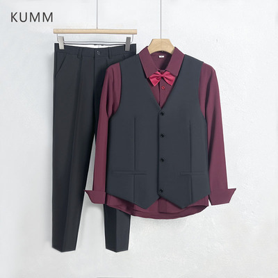 结婚订婚新郎马甲衬衫西裤三件套