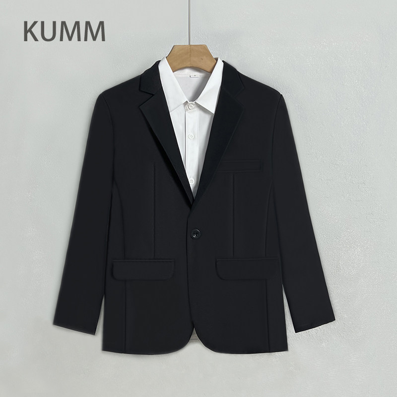 青年单西便服商务休闲小香风男生垂感免烫结婚礼服工作西装外套