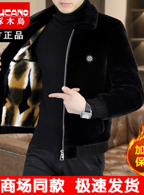 立领加厚夹克毛呢外套男男装外套