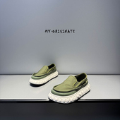 男鞋 时尚 百搭布面宽头拉链透气休闲鞋 2025新款 低帮潮流懒人乐福鞋